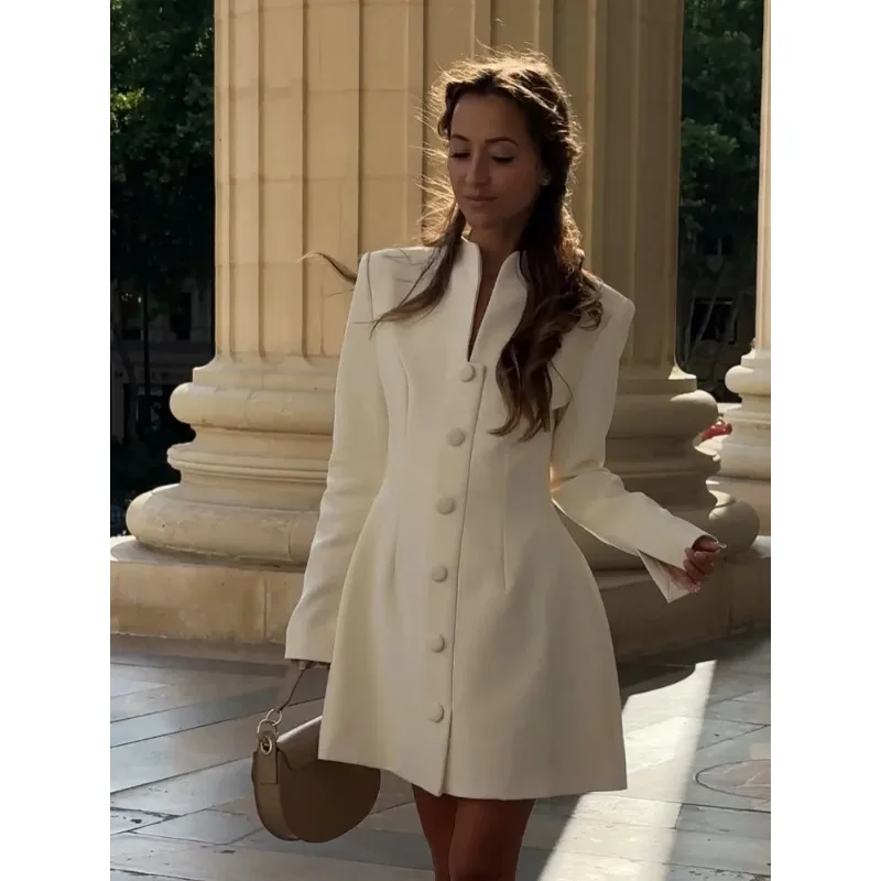 

Осенний новый кардиган в китайском стиле с воротником-стойкой, модный, элегантный, с застежкой на пуговицы, приталенный, тонкий, платье-кардиган