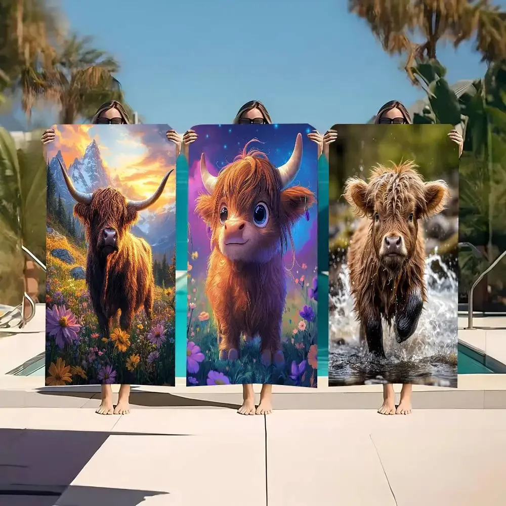 

Полотенце Highland Cows Nature's Wonders Пляжное полотенце Негабаритное быстросохнущее плавание Очень большое легкое дорожное полотенце