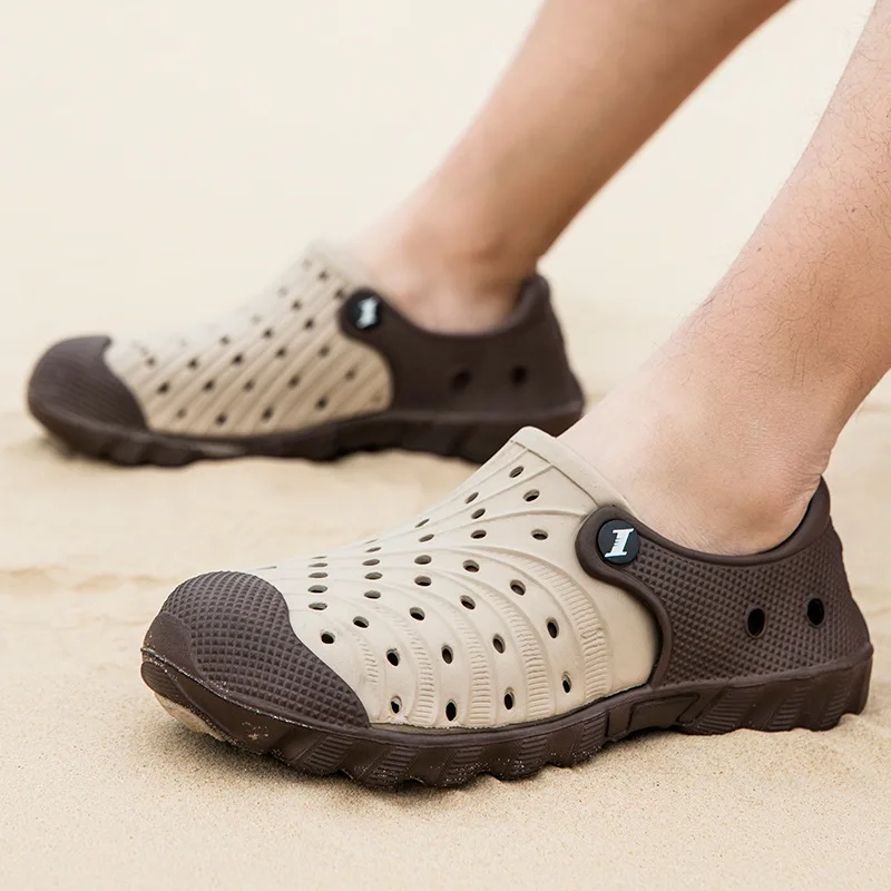 Mens Garden Sandals Beach Swim Barefoot Slip on Flat Summer Water Shoes Outdoor Slides Soft Sole beach shoes