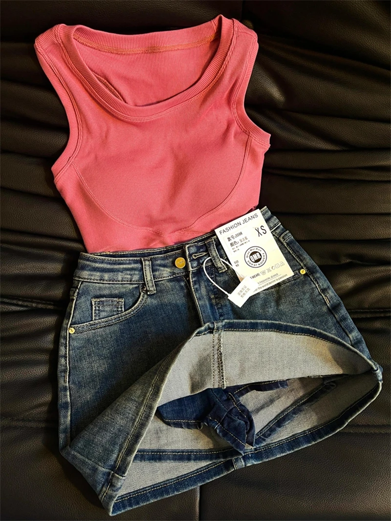 Blauer A-Linien-Jeansrock für Damen, Y2k-Jeans-Shorts, Röcke, Harajuku, 90er-Jahre, Vintage-Mini-Cowboy-Rock, 2000er-Jahre-Modekleidung, Sommer 2024 – Detail 5