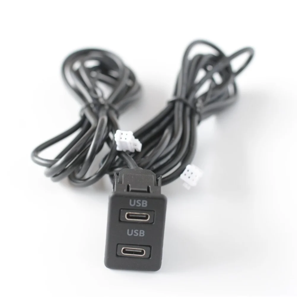 4+6P to Dual USB Car Panel Adapter for Android Navigation System Compatibility with Standard Vehicle Dashboard Openings