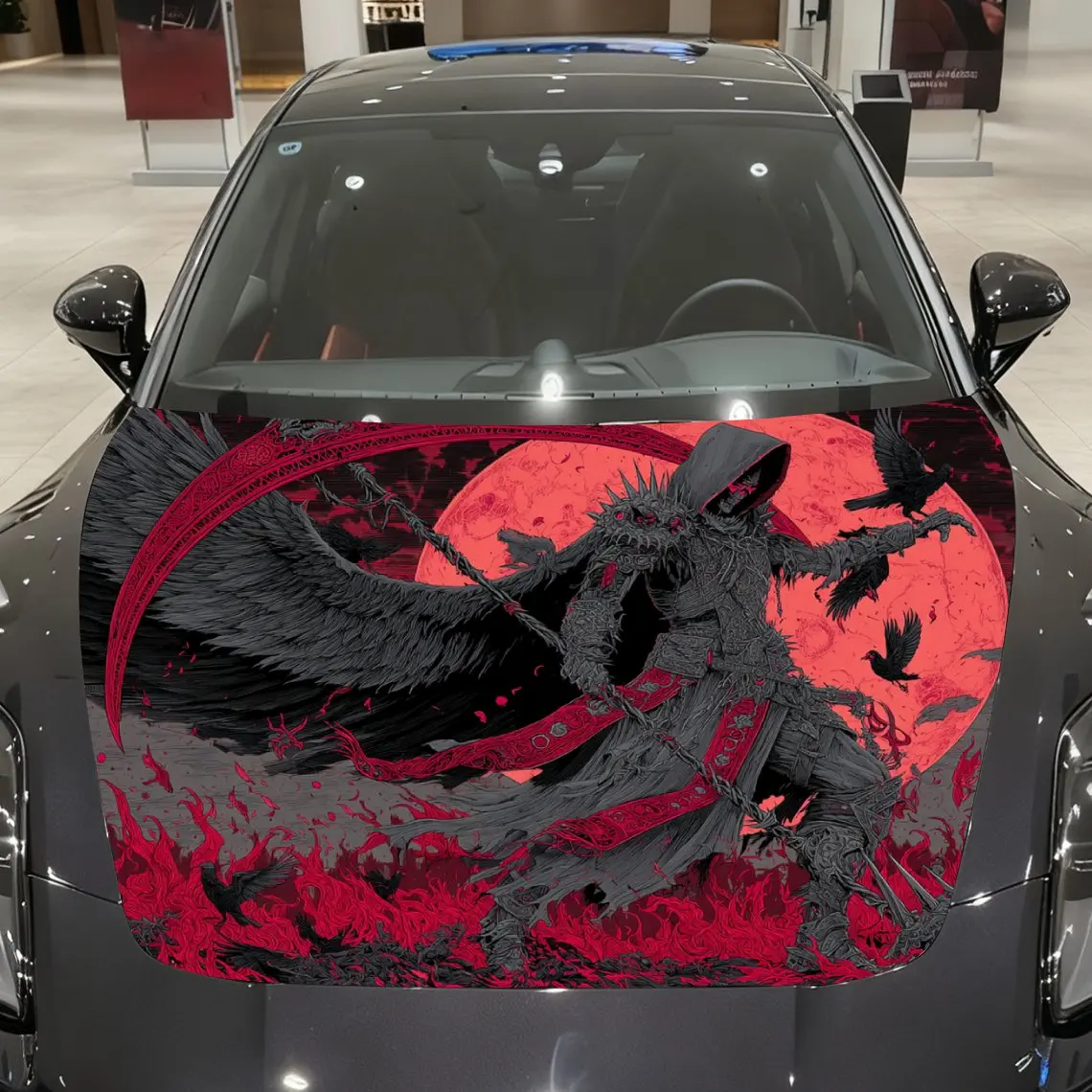 

Автомобильная пленка Scarlet Death Reaper — прочный винил из ПВХ, подходит для большинства автомобилей, защитная пленка для капота, молодежный и мощный дизайн, идеальный Gi