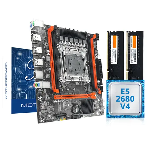 MOUGOL X99 Gaming Motherboard Set with Intel Xeon E5 2680 V4 & DDR4 16G(2*8G) 2133MHz Dual Channel RAM M.2 NVME for Desktop PC