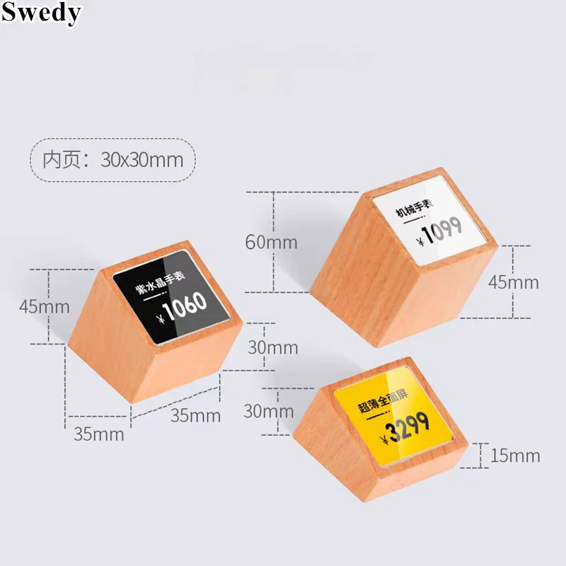 10 Pieces Small Wood Price Label Tags Table Price Signs Display Menu Price Card Acrylic Sign Holder Stand