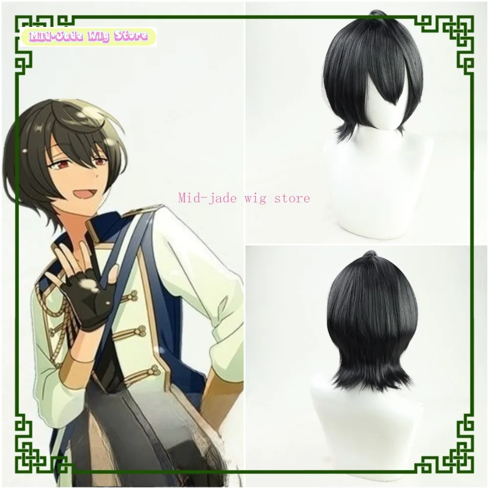 

Mid-jade Wig Store Ensemble Star Sakuma Ritsu Cosplay Wig Black Simulated Scalp Halloween Party Cosplay Synthetic Hair
