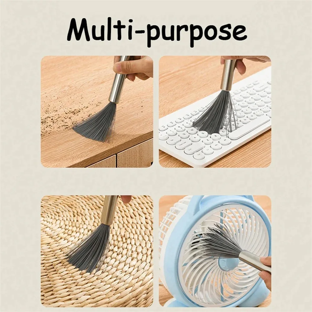 Multi-Functional Steel Handle Cleaning Brush, 1/2 Pack Household Brush for Kitchen Bathroom Cleaning