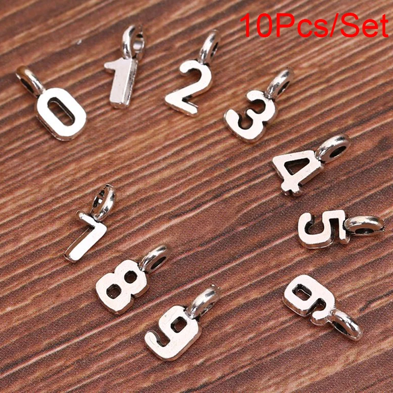 10Pcs/Set Alloy Mix Arabic Numerals Charms Pendant Jewelry DIY Making Crafts