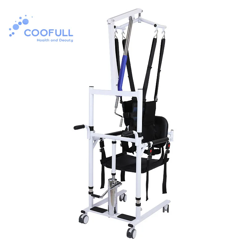 Coolfull Patient Transfer Chair Lift for Elderly Mobile Commode Chair with Wheels Nursing Care Rise Recliner for Home Hospital