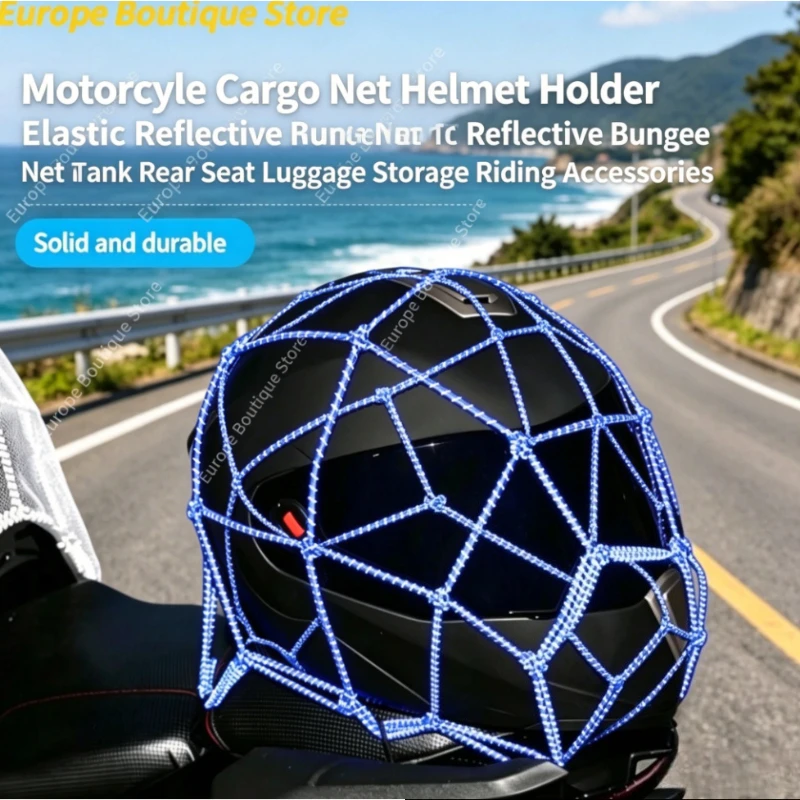 

2026 NEW Motorcycle Helmet Holder Cargo Net Elastic Reflective Bungee Net for Tank Rear Seat Luggage Storage Accessories