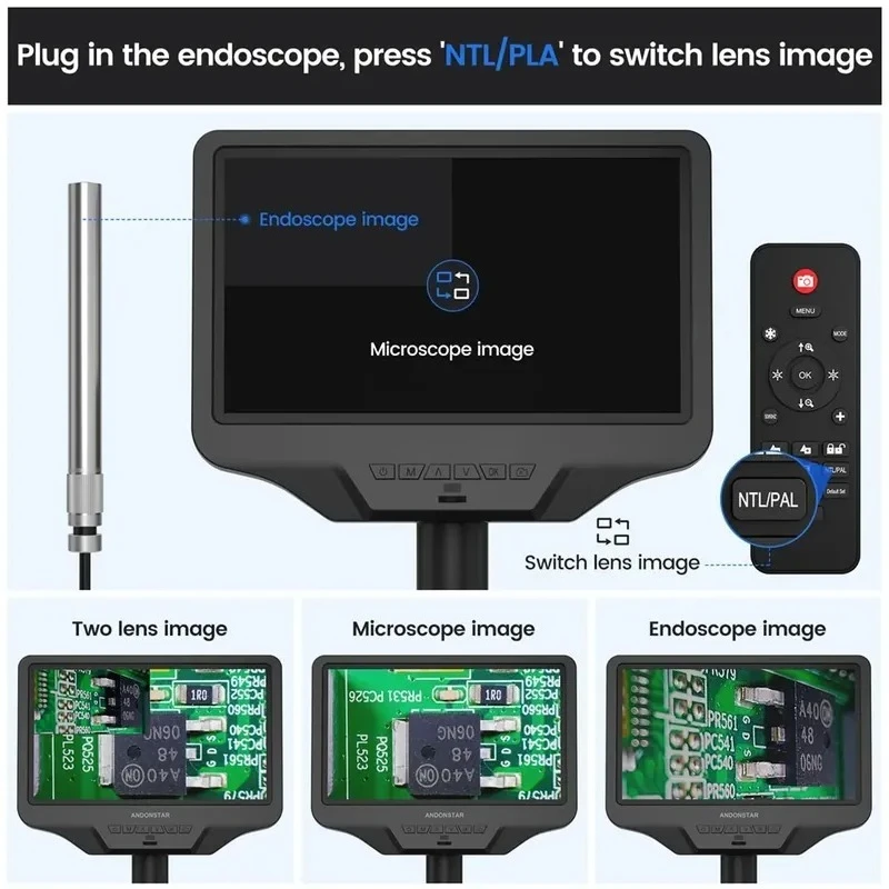 FHD Screen, 300X Magnification, , UV Filter, Industrial Solder Microscope for Phone & PCB Repair - view 3