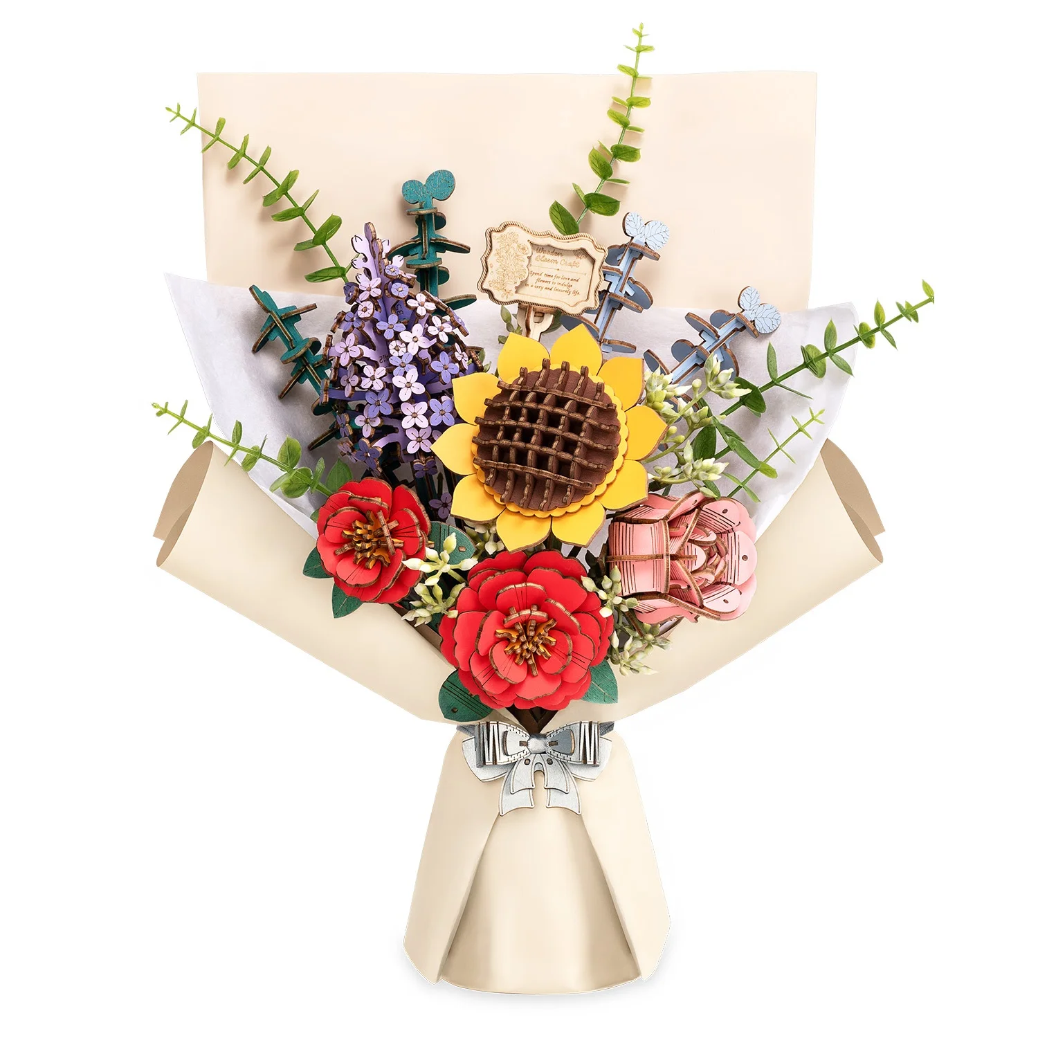 

Rolife 3D Puzzle Flower DIY Wooden Artificial Flower Bouquet Model Building Kit for Home Decor Wedding Mother's Day Valentine's Day Gift for Women Adults