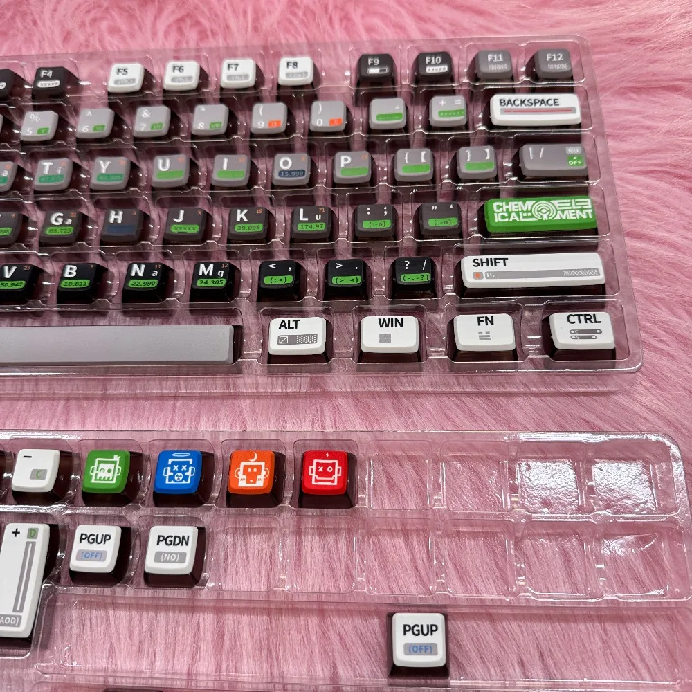 

Chemical Element Theme Keycaps PBT Sublimation ASA Profile Four Sided Transparent Mechanical Keycaps for 75/87/98/104 Layout