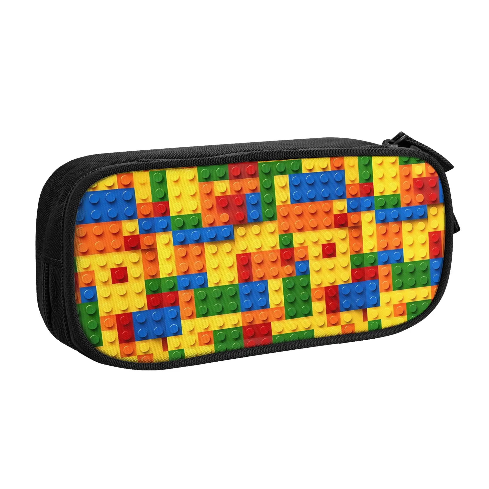 Cute Fun Games Blocks Construction Pencil Case Colorful Building Pencilcases Pen Large Storage Bags School Supplies Stationery