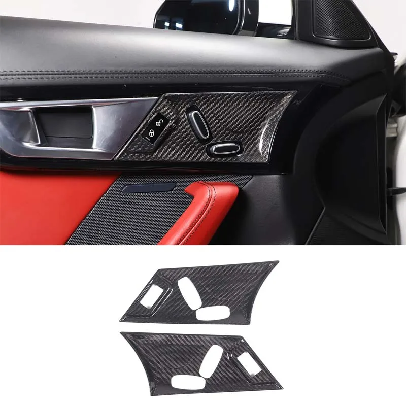 cheya Real Carbon Fiber Car Seat Adjustment Panel Decorative Frame Cover for Jaguar F-TYPE 2013+ Interior Accessories