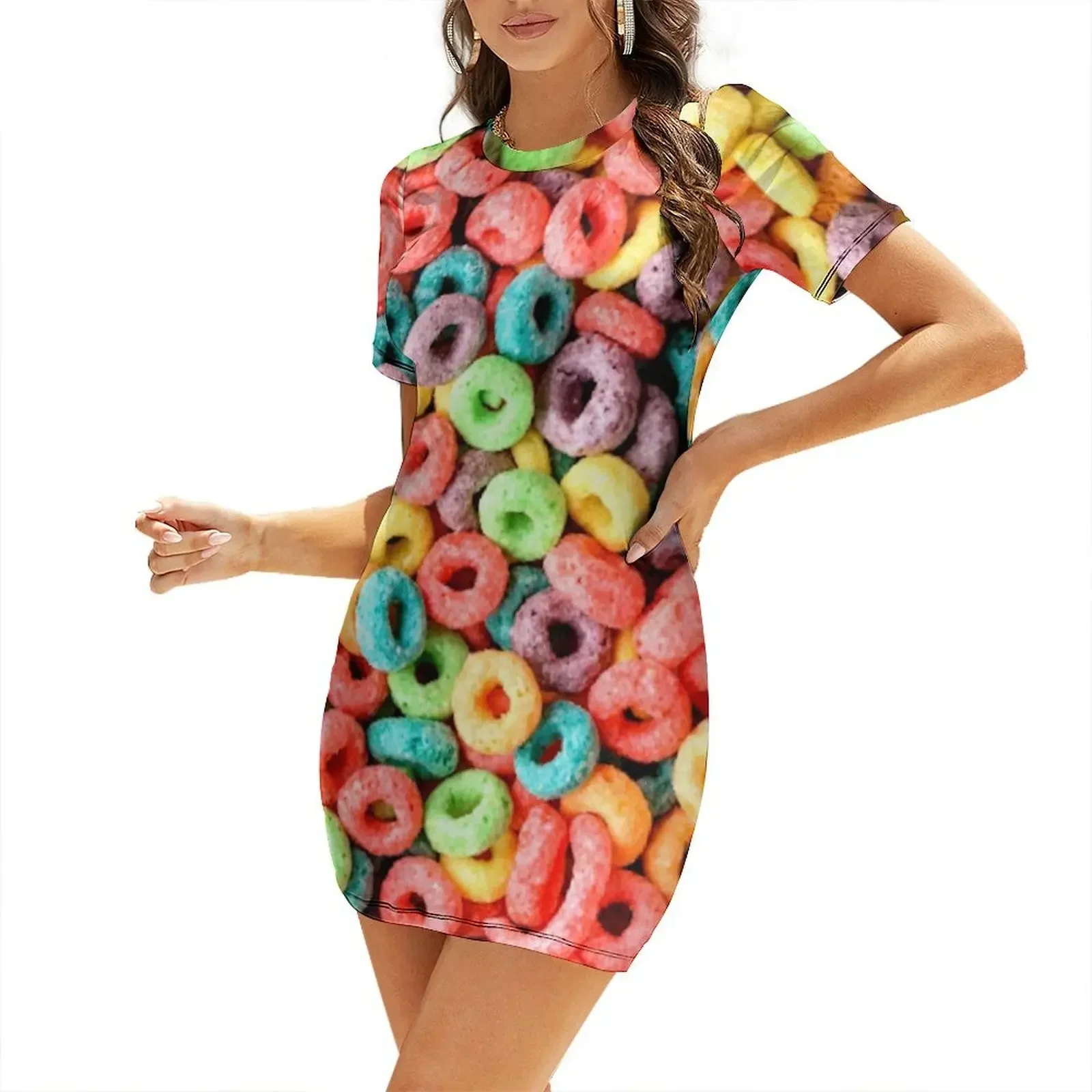 

Fruit Loops! Short-Sleeved Dress party dress women elegant luxury african dresses for woman summer woman dress 2026