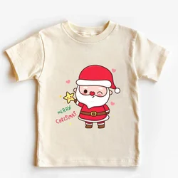 子供のためのレトロなサンタクロースのクリスマスTシャツ,メリークリスマスの衣装,幼児,クリスマスのトップス,服