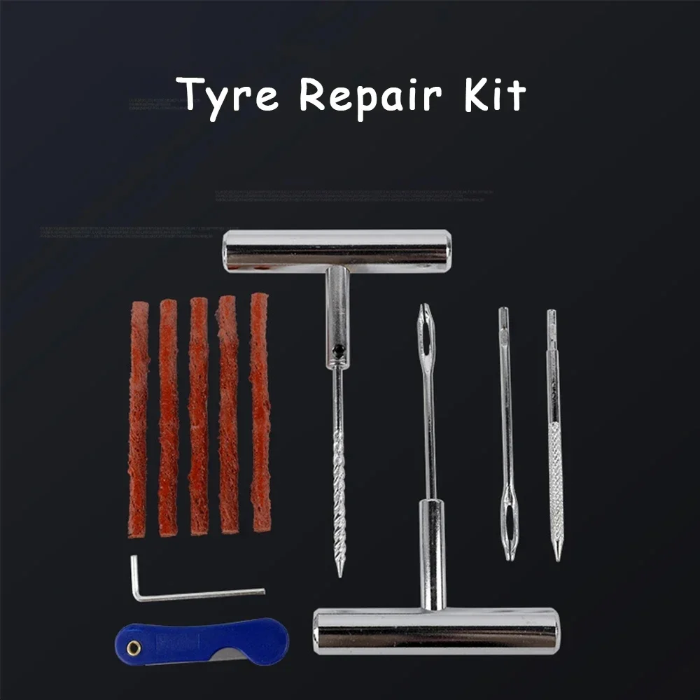 11pcs/Box Auto Tire Repair Set Puncture Repair Tool Car Van Motorcycle Bike Emergency Duty Tubeless Tire Repair Kit Rivet Tools