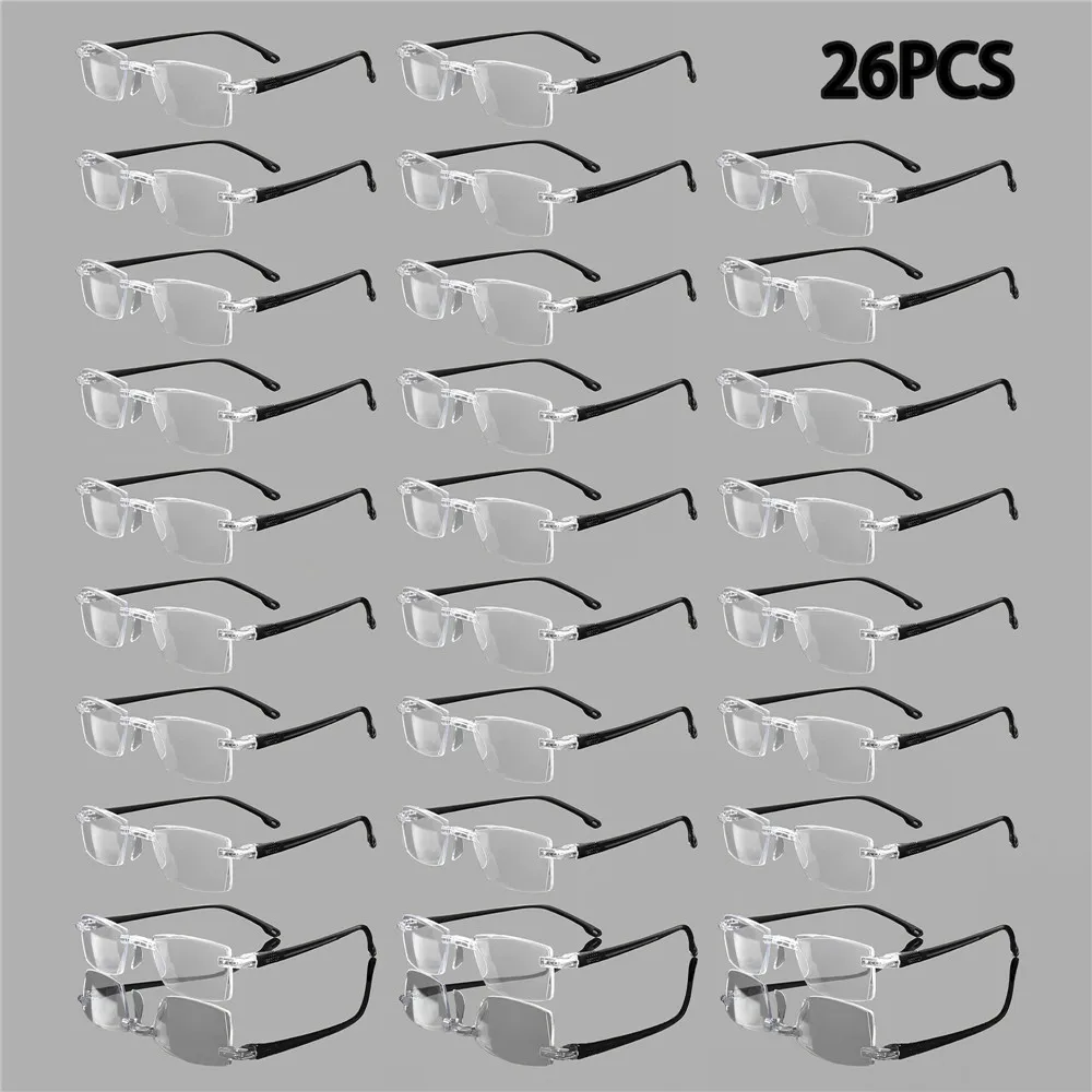 

26PCS Vintage Square Reading Glasses for Women Men, Anti-Blue Light Polycarbonate Lens, One-Piece Square Frame,