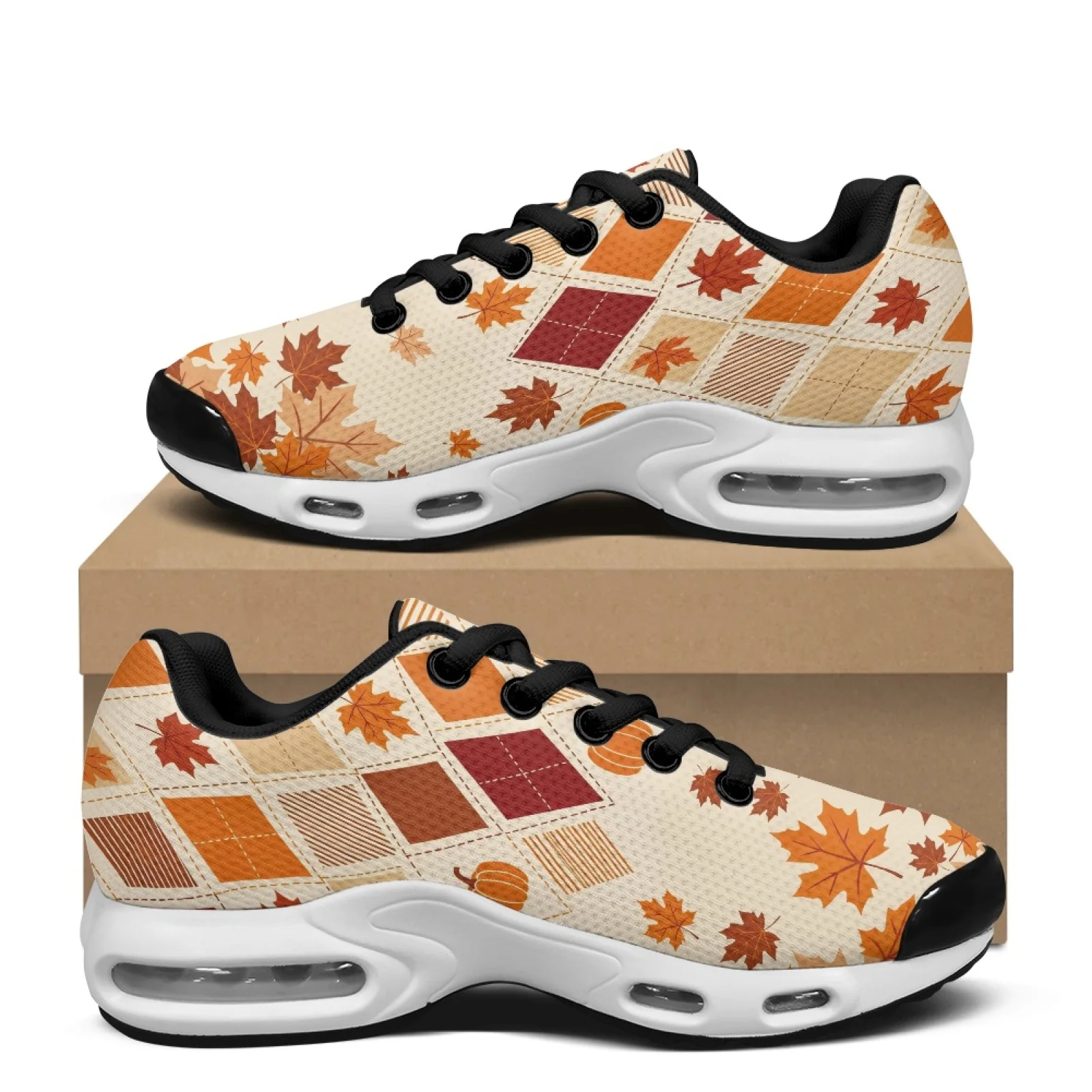PENSTROLL Fall Maple Pumpkin Non Slip Air Cushion Sneakers Walking Sneakers for Men Modern Tennis Sneakers