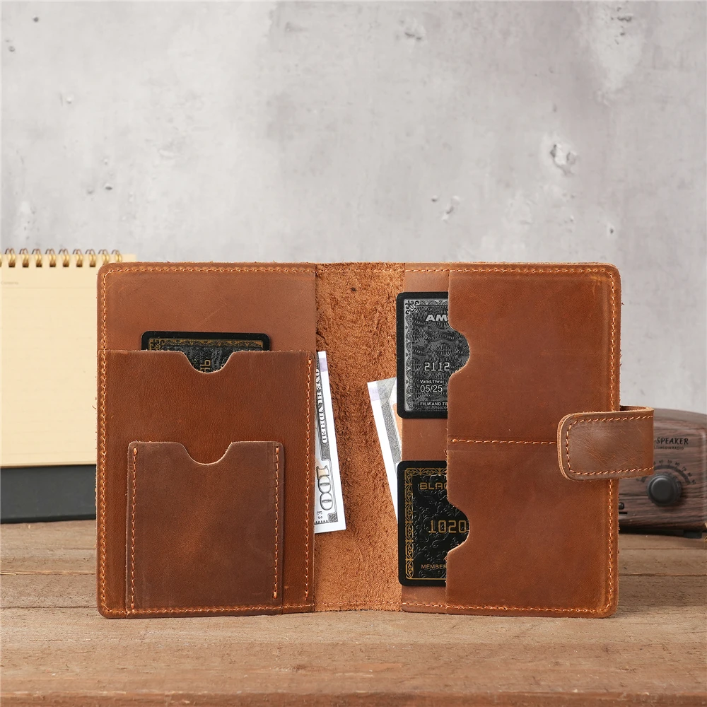 

Men's Cowhide Document Package Crazy Horse Leather Passport Baotou ID Credit Card Holder Layer Cattle Pickup Bag Card Holder