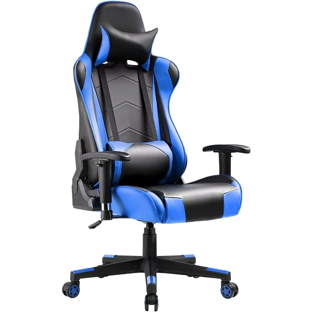 

Office computer ergonomics video game chair with adjustable backrest and seat height rotating recliner,headrest and waist pillow