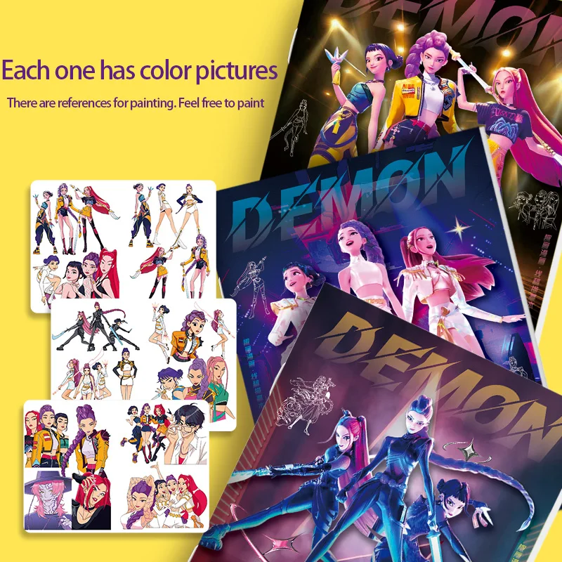36Pages New Anime Coloring Book & Picture Book, Anime Peripheral Line Art Coloring Album Painting Book for Kids and Fans