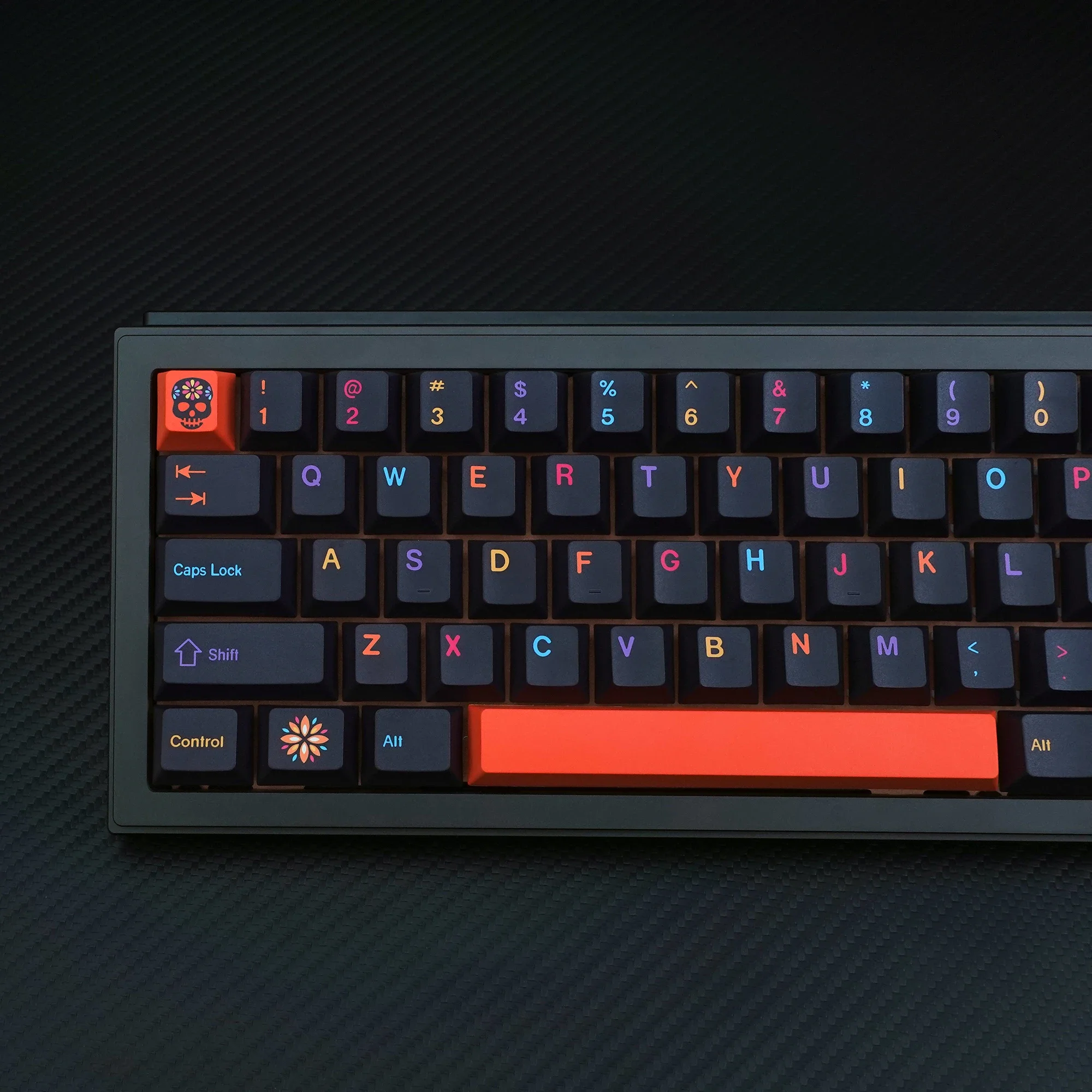 KBDiy 143 Keys/Set Cherry Profile Cartoon GMK Mictlan Keycaps PBT Black Mechanical Keyboard Keycap for MX Switches 60/61/68/108