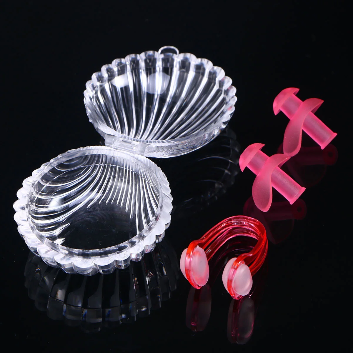 

Swim Earplugs Nose Clip Set Comfortable Silicone Swimming Accessories Waterproof Nose Plug for Pool Swimming Pink