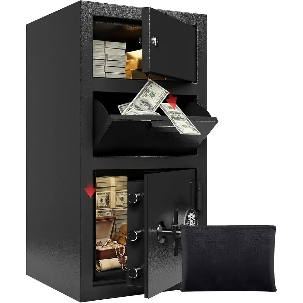 

6.0 Cu t Large Double Door ireproo Drop Sae or BusinHeavy Duty Sae Box with Drop Slot Anti-Thet Money Drop Box with Lock and Slo