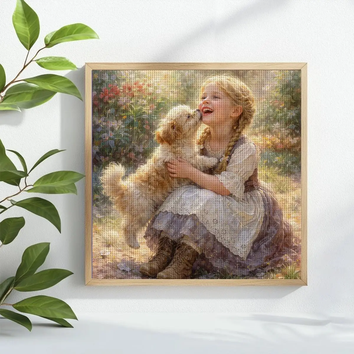 1 Stück 40x40 cm/15,74 Zoll Mädchen gestempeltes Kreuzstich-Set DIY-Set 11CT/14CT DIY Stickerei-Set DIY Kreuzstich-Set aus Öko-Baumwollfaden – Detail 1
