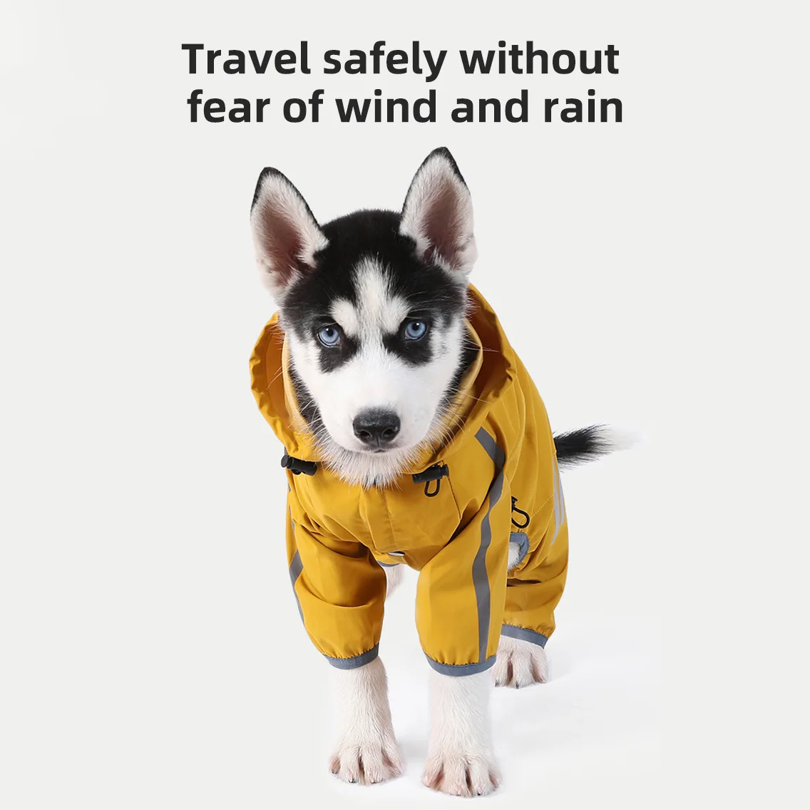 

Pet raincoat, hooded large dog poncho waterproof reflective dog raincoat pet clothes