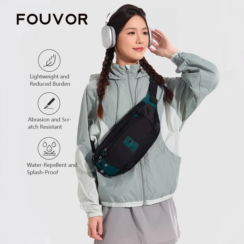 

Большая сумка через плечо Fouvor, нейлоновая повседневная спортивная нагрудная сумка, женская универсальная сумка с несколькими карманами для активного отдыха, вместительная сумка для телефона 3003-04