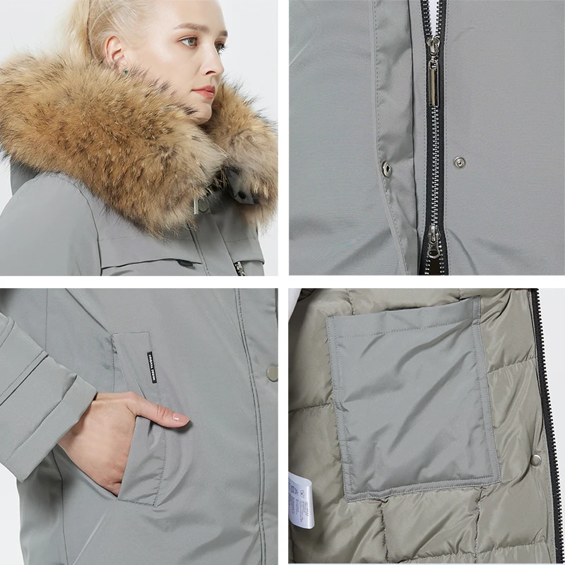 ICEbear 2023 Hiver Femmes Veste Longue Élégante Coton Parka avec Fausse Fourrure Garniture Femmes Épaissie Chaud Manteau GWD22596-2D