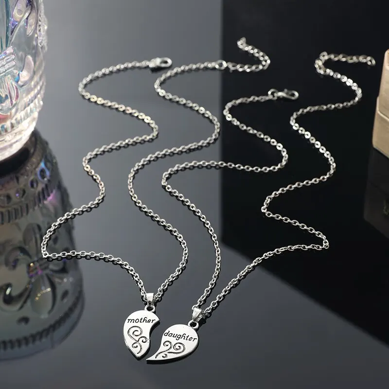 2 pezzi collana placcata argento antico alla moda madre bella figlia combinazione per amore genitore figlio stile gioielli