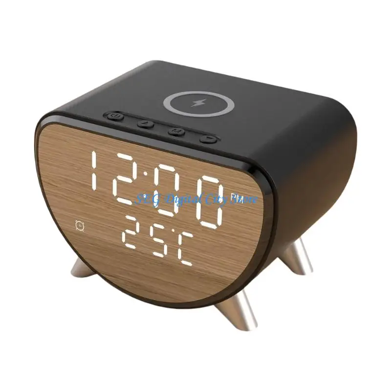 Picture 4: U75B Bedside Alarm Clock with 15W Wireless Charging, LED Screen and Indoor Temperature Display for Daily Desks