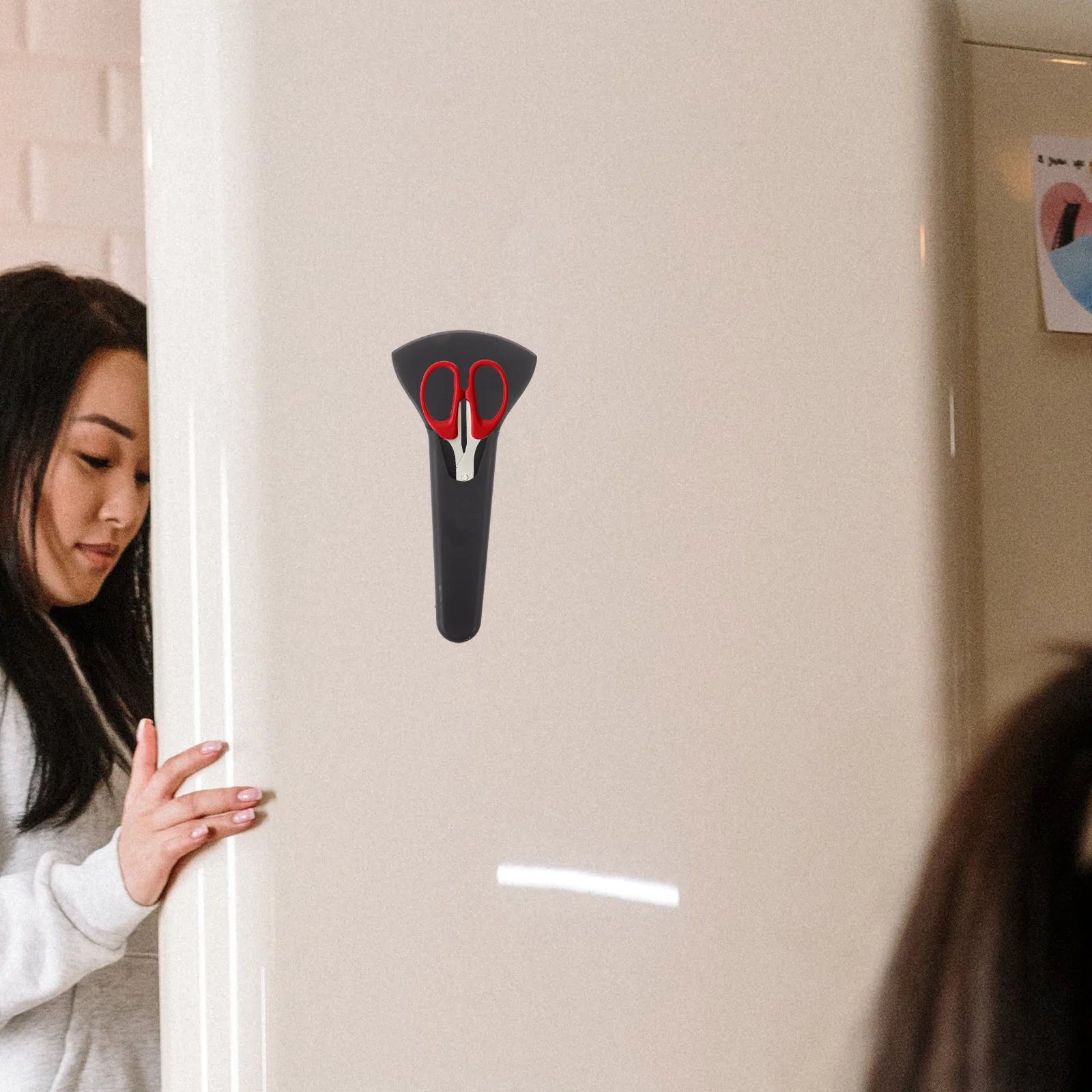 Refrigerators Scissor Sleeve Storage Holder Home Rack Spoon Organizer Black Office