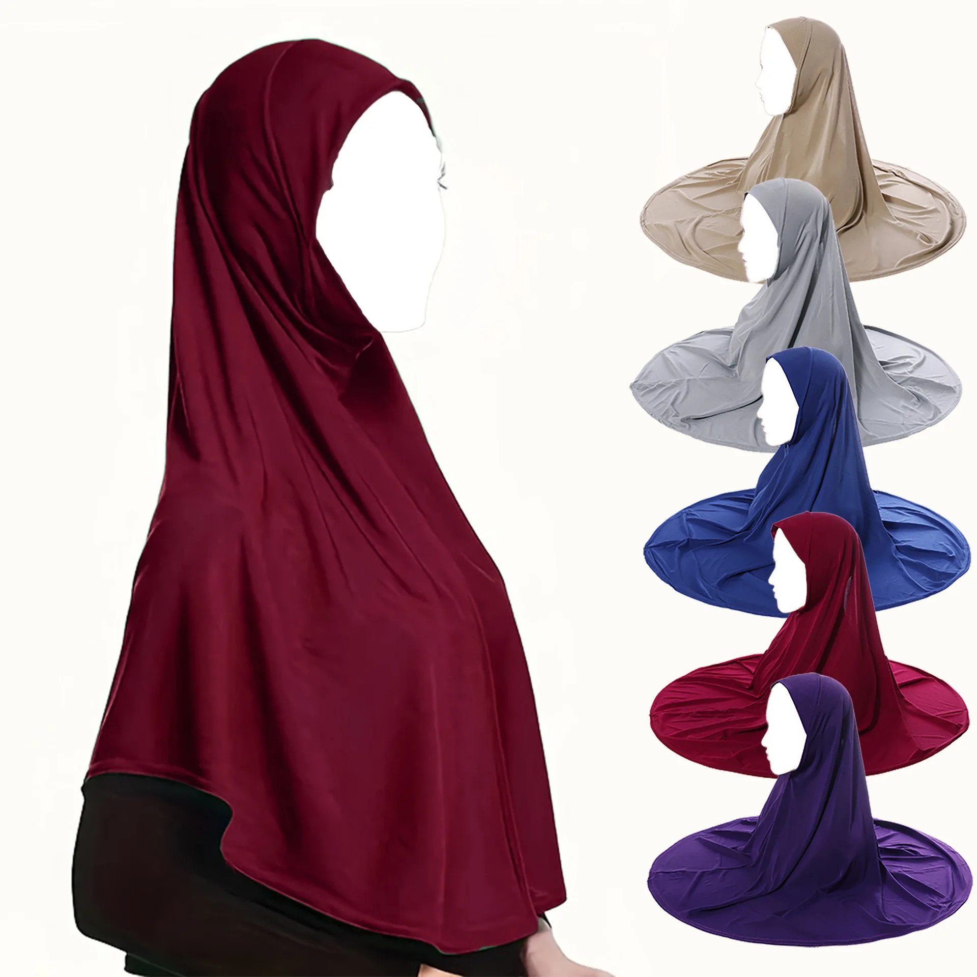 1pc Women's Hijab Headscarf Arab Head Cover,extra Size Islamic Scarf Double Layer Round Headscarf Bottom Cap High Elastic Scarf