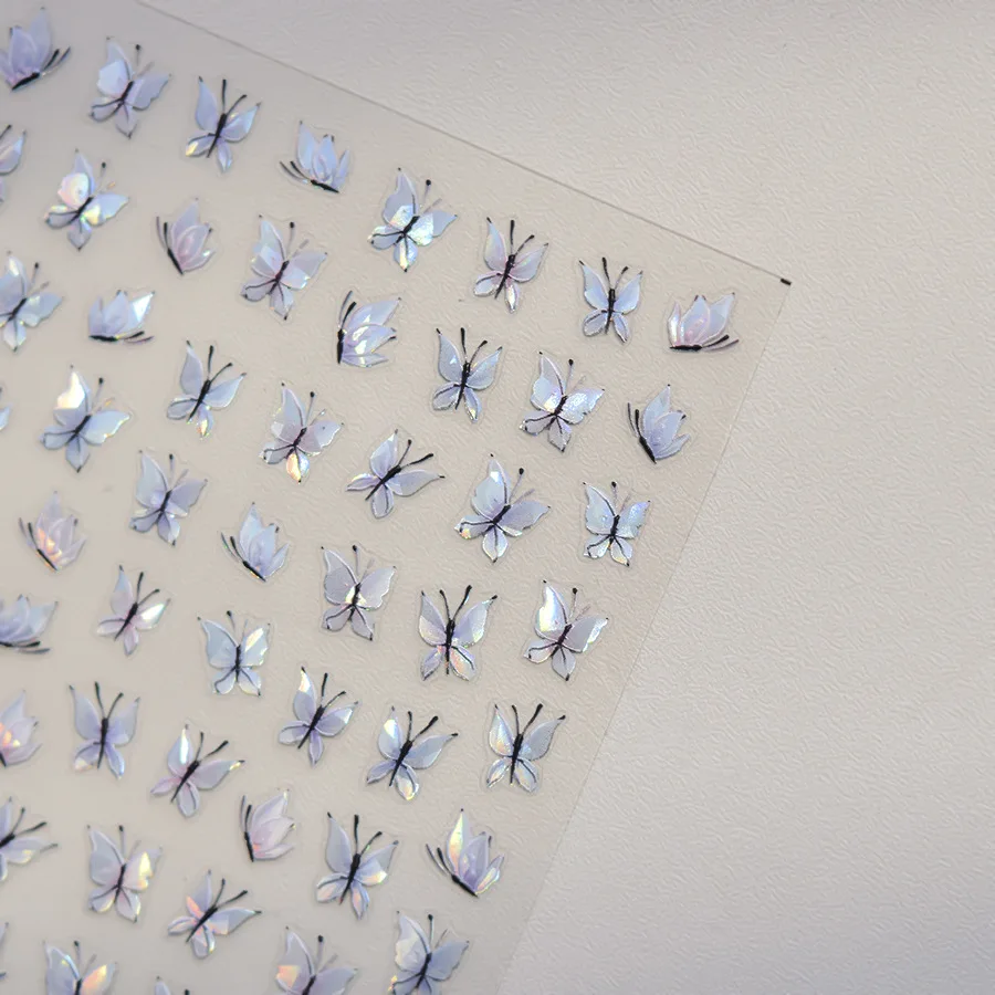 Luxe vlinder 5D nail art stickers metaal edelsteen paars onregelmatige vleugels zelfklevende decoraties elegante manicure sticker DIY