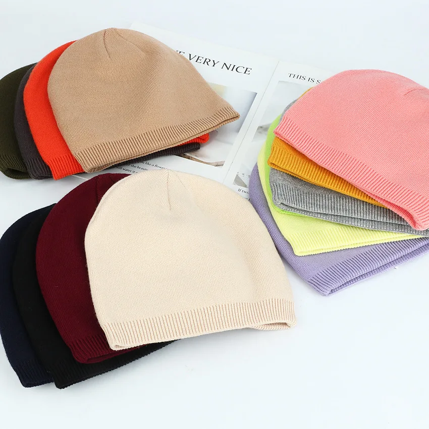 New Autumn Unisex Solid Color Wool Cap Man Winter Beanies Hat For Women Warm Soft Cashmere Handfeeling Skullies Bonnets Gift