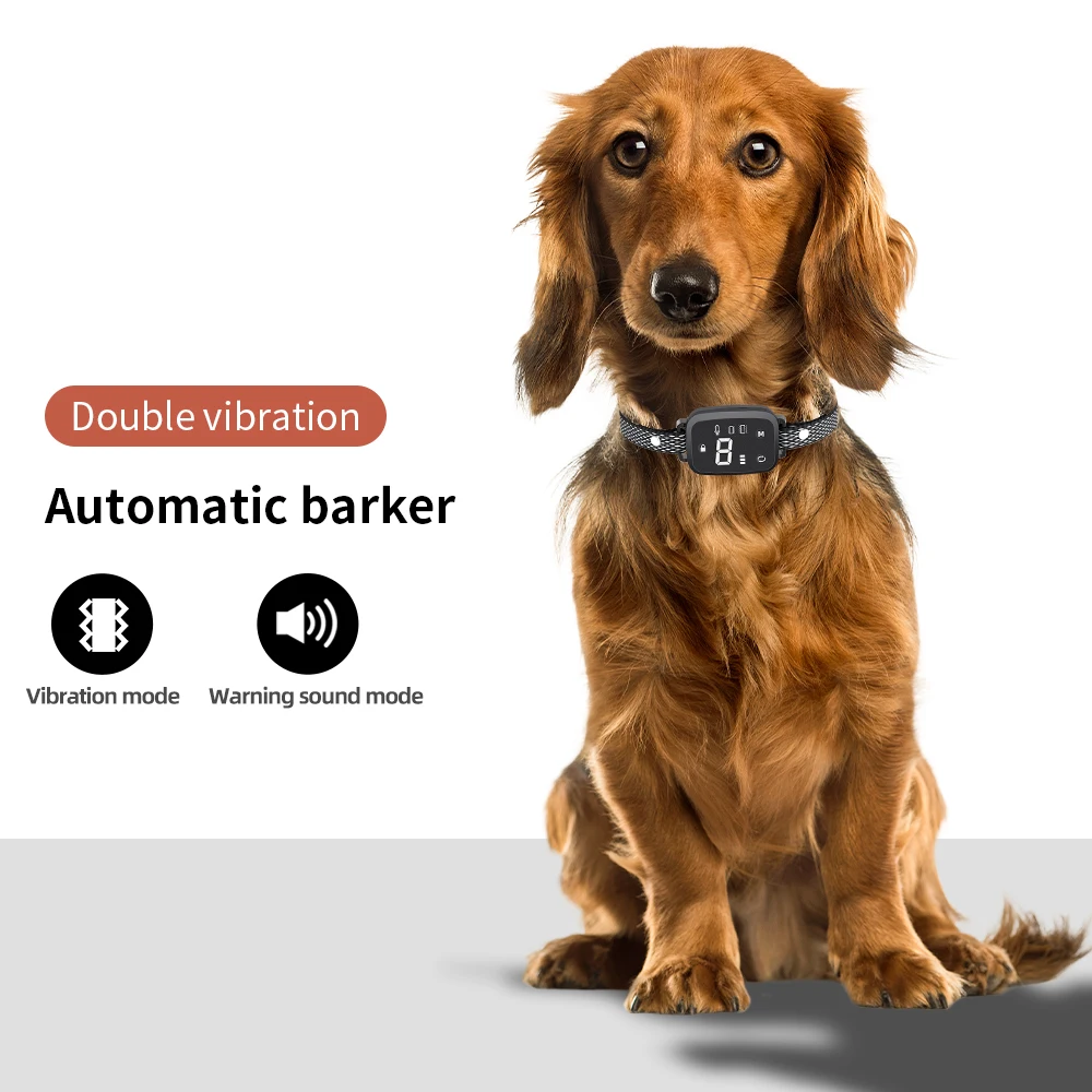 Automatic Anti Bark Dog Collar for Puppies Waterproof Rechargeable Dog Effective Stop Barking Training Collar Double Vibration