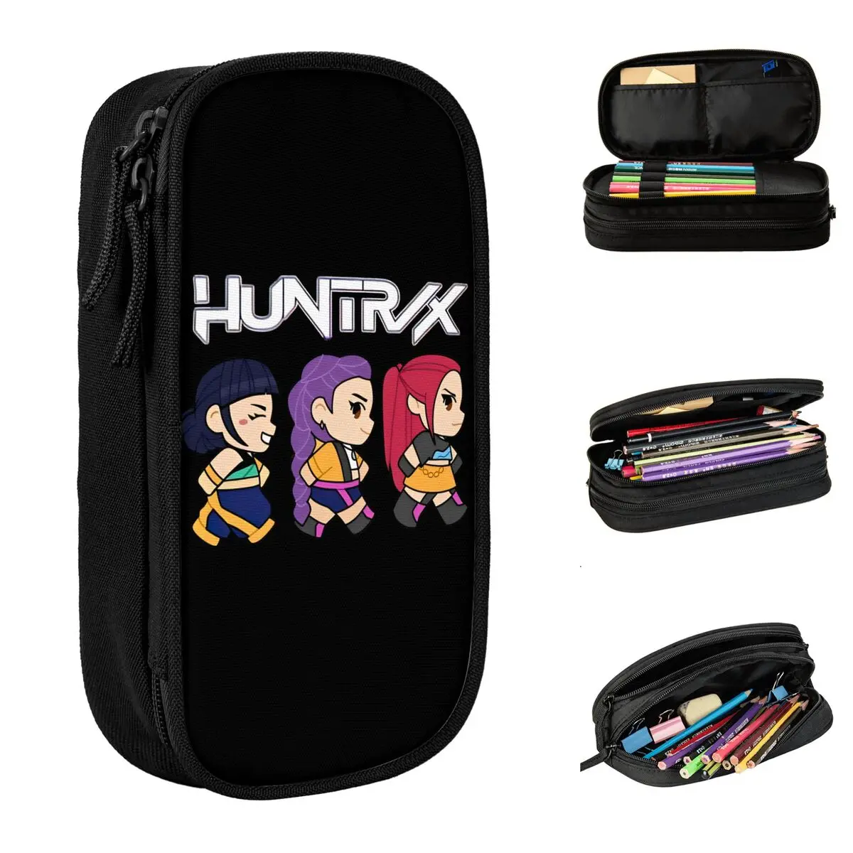 

Kpop Demon Hunters Huntrix Chibi Pencil Case Double Layer Pencil Box Boy Girl Vintage University School Pencil Cases Supplies