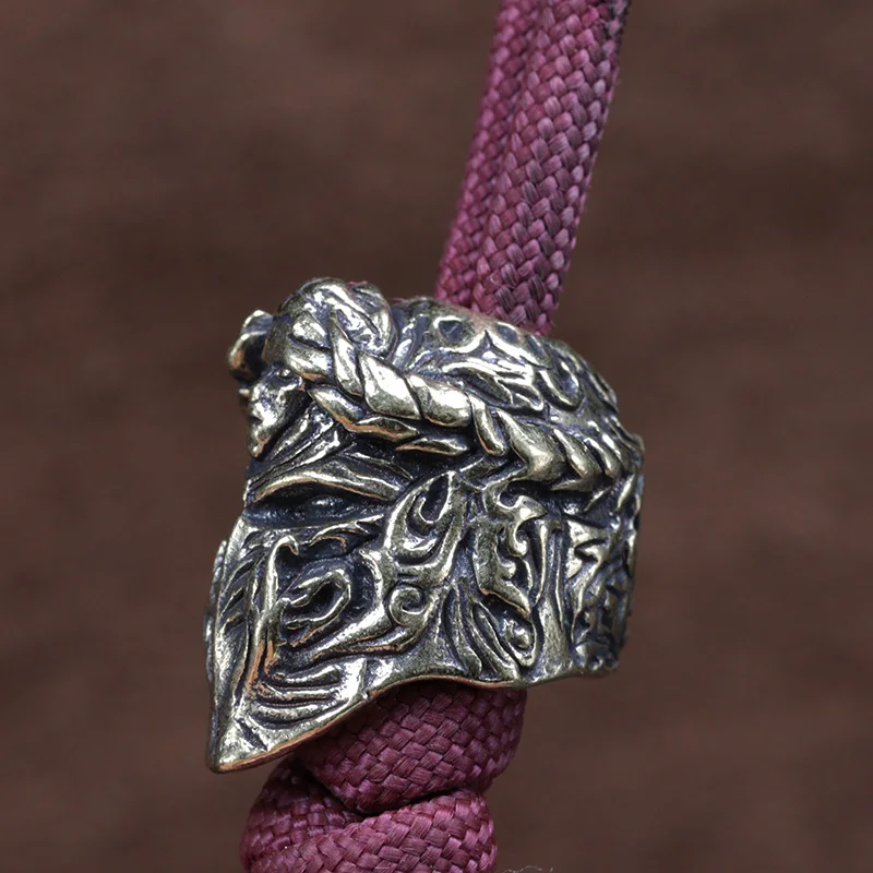 Knight Mask Helmet Brass Knife Bead EDC Outdoor DIY  Paracord Accessories Handmade Woven Umbrella Rope Lanyard Pendants Hangings