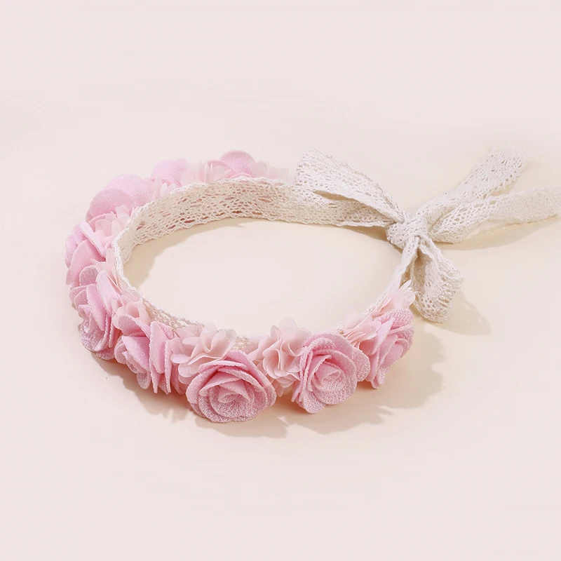 Spring Summer Autumn Winter Pink White Rose Cute Beauty Lovely Baby Girl Handmade Headbands New Hair Design For Birthday Party