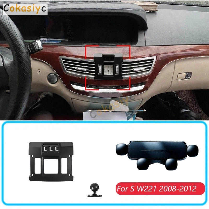 Car Phone Holder For Mercedes Benz S W221 2008-2012 Gravity Stand Mount Support Horizontal GPS Mobile Bracket Accessories