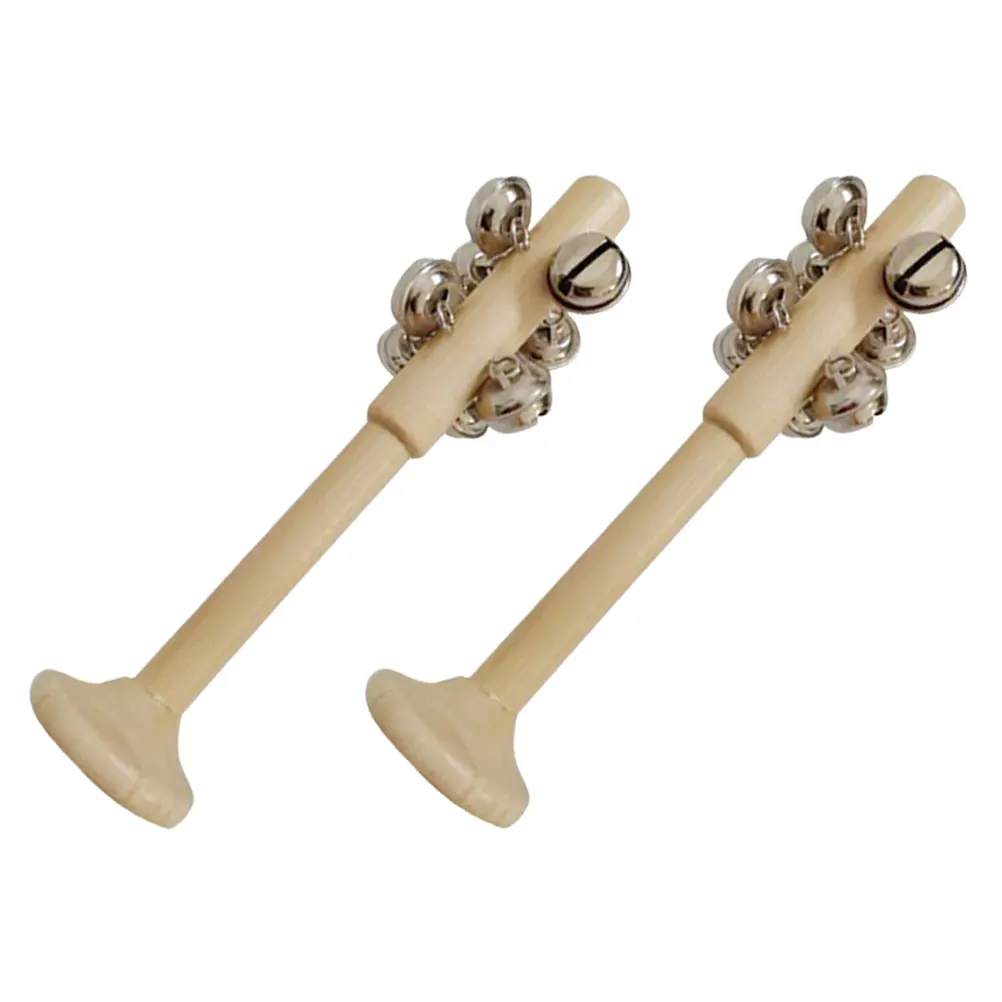 Instrumento de campana de madera para niños, juguetes de decoración duradera, enseñanza cognitiva, instrumentos musicales, accesorios de escritorio de oficina, 2 uds.
