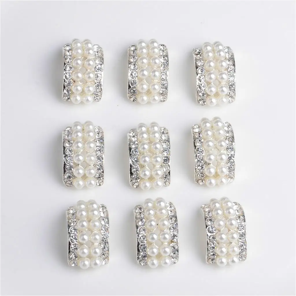 10pcs Pearl Flatback Buttons Rhinestone Embellishments DIY