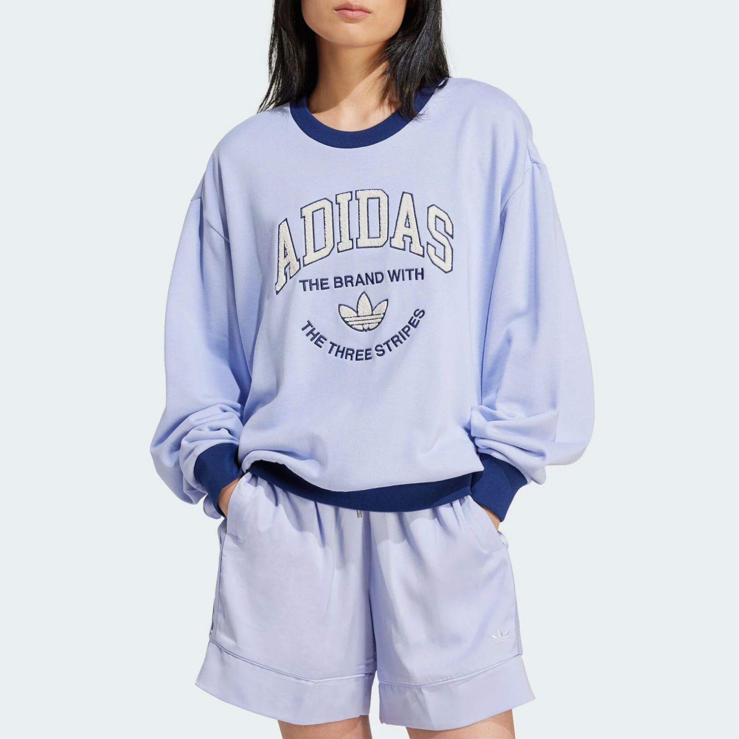 Adidas genuine VRCT SWEAT women's printed sports loose fit sweatshirt IT4271