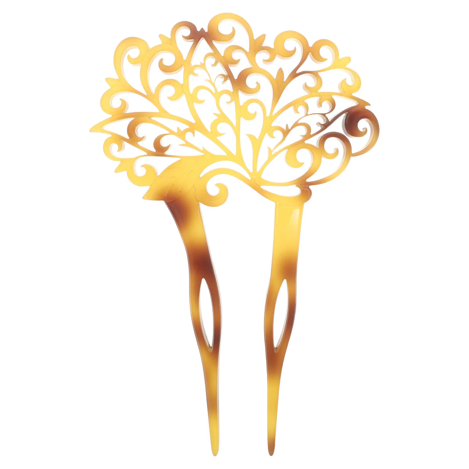 Peacock Fan Hairpin Acrylic Hair Stick Vintage Style Comfortable Hair Fork for Updo Chignon Hairpins for Women
