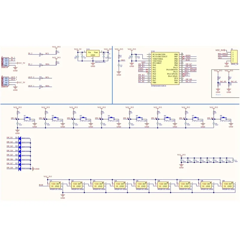 

APPLIA-Byte Button Unit W/ 8-Button Touch Switch Tactile Switch Input Unit STM32 RGB Light (STM32G031)