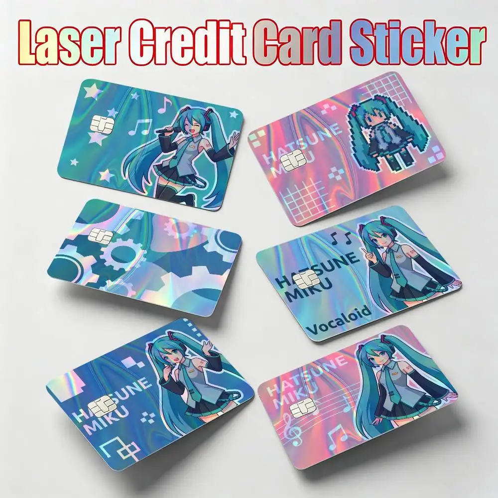 HATSUNE-e MIKU-u - Adhesivo reflectante láser para tarjetas de crédito y débito